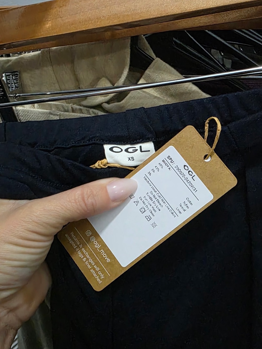 NWT OGL Cotton Linen Wrinkle-resistant Mid Rise Straight Leg Pant in Navy - Picture 3 of 3